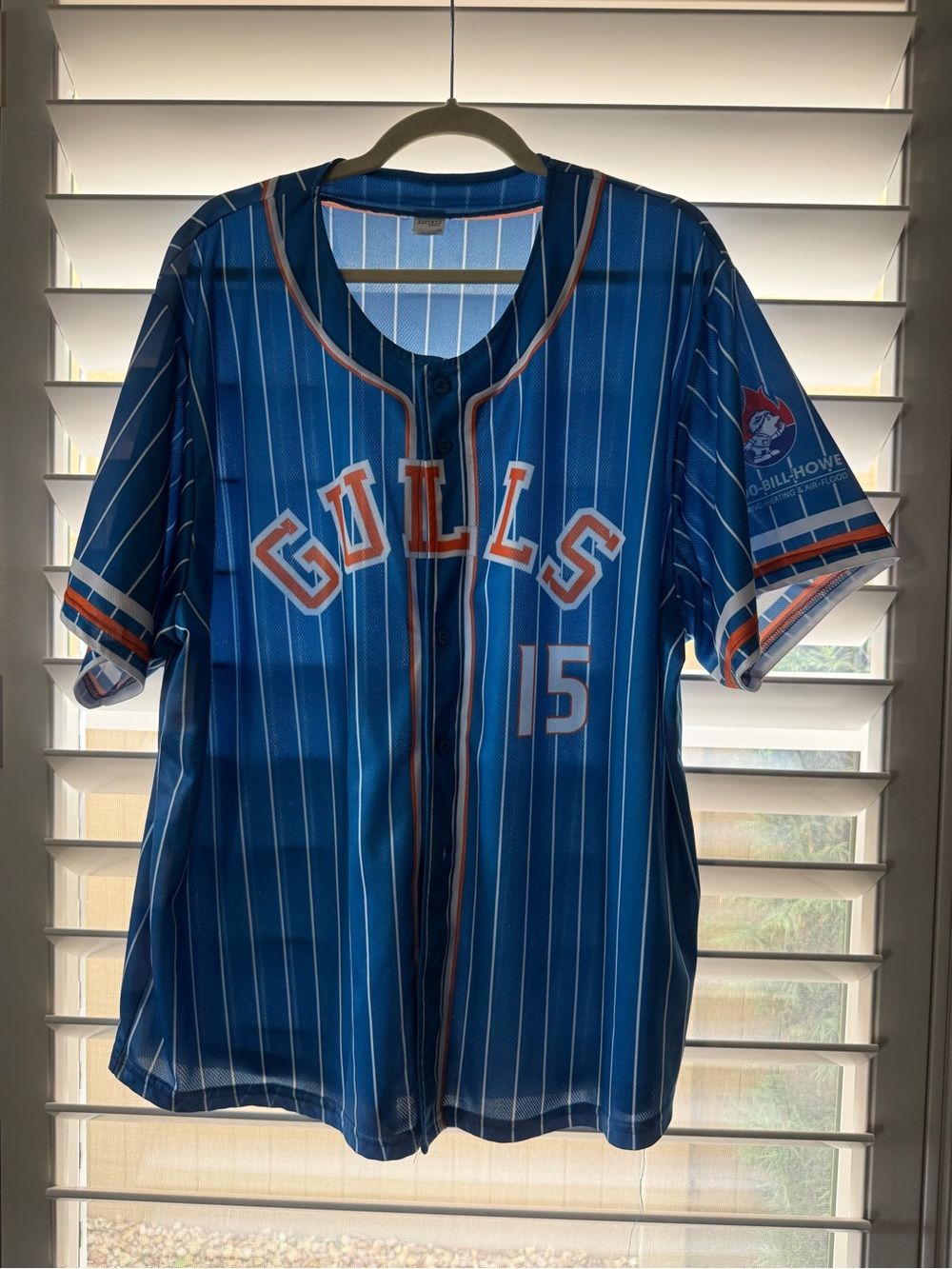 Gulls Blue Striped Baseball Jersey - Men's